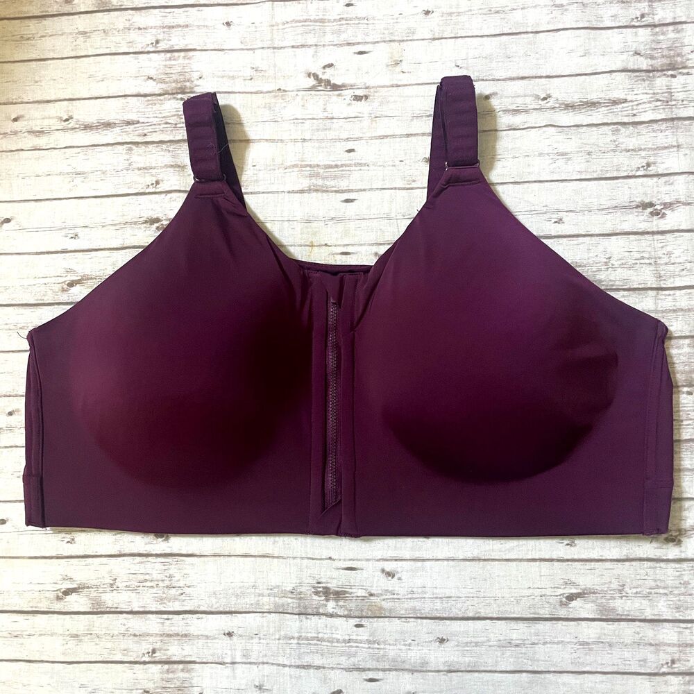 Torrid Active Purple High Impact Wireless Zip Front Sports Bra Adjustable 46B